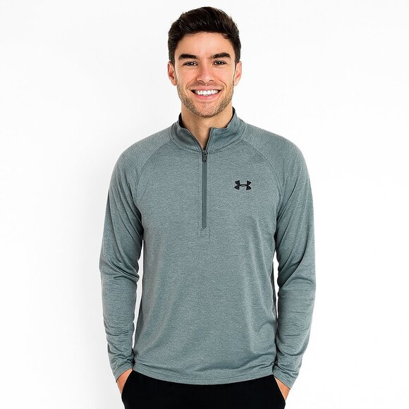 Under Armour Green Pullover M 1/4 Zip Lightweight Stretch Training Gym Layer - Picture 1 of 12